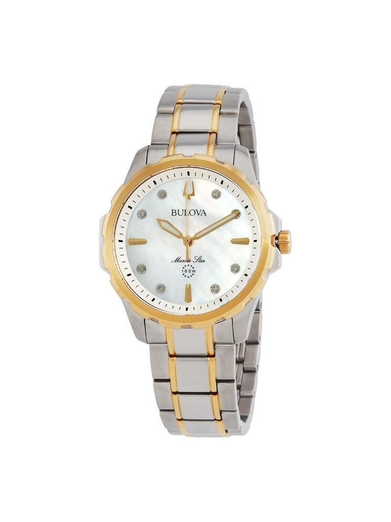 Nwt Bulova Marine Star Quartz Diamond Silver Dial Ladies Watch